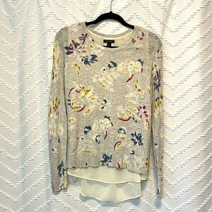 EUC Lucky Brand Layered Floral Sweater